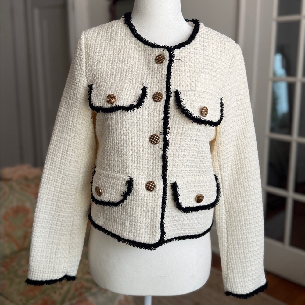 INC International Concepts Cream and Black Blazer
